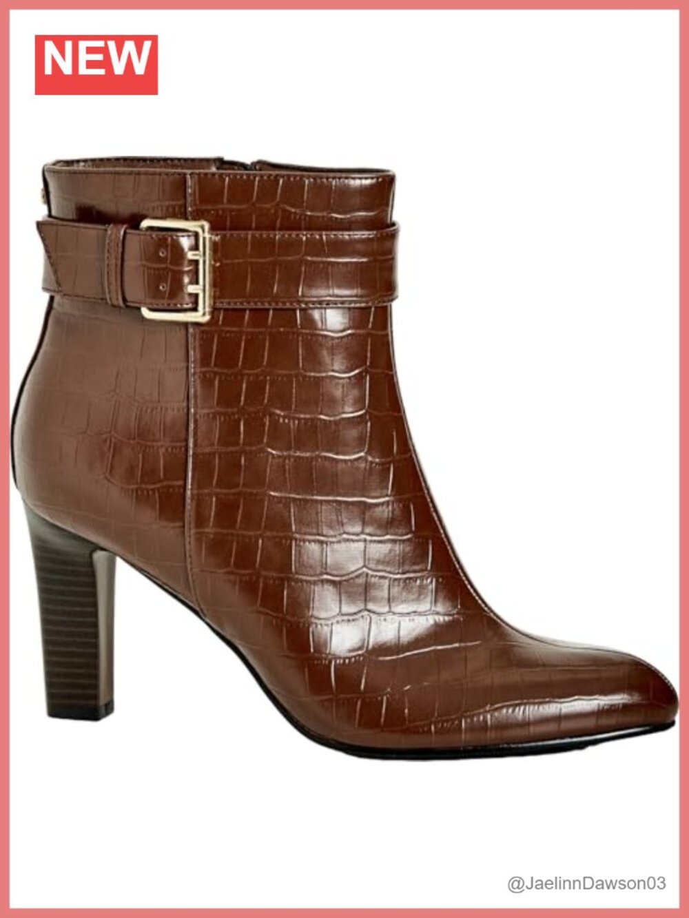 Wide Fit Faux Leather Ankle Boots Pointed Toe Block Heel Side Zip